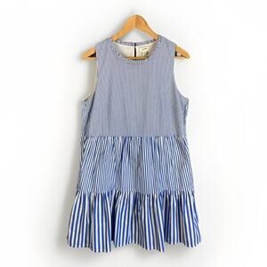 J Crew Tiered Midi Dress Women’s 10 Striped Preppy Nautical Coastal Resortcore